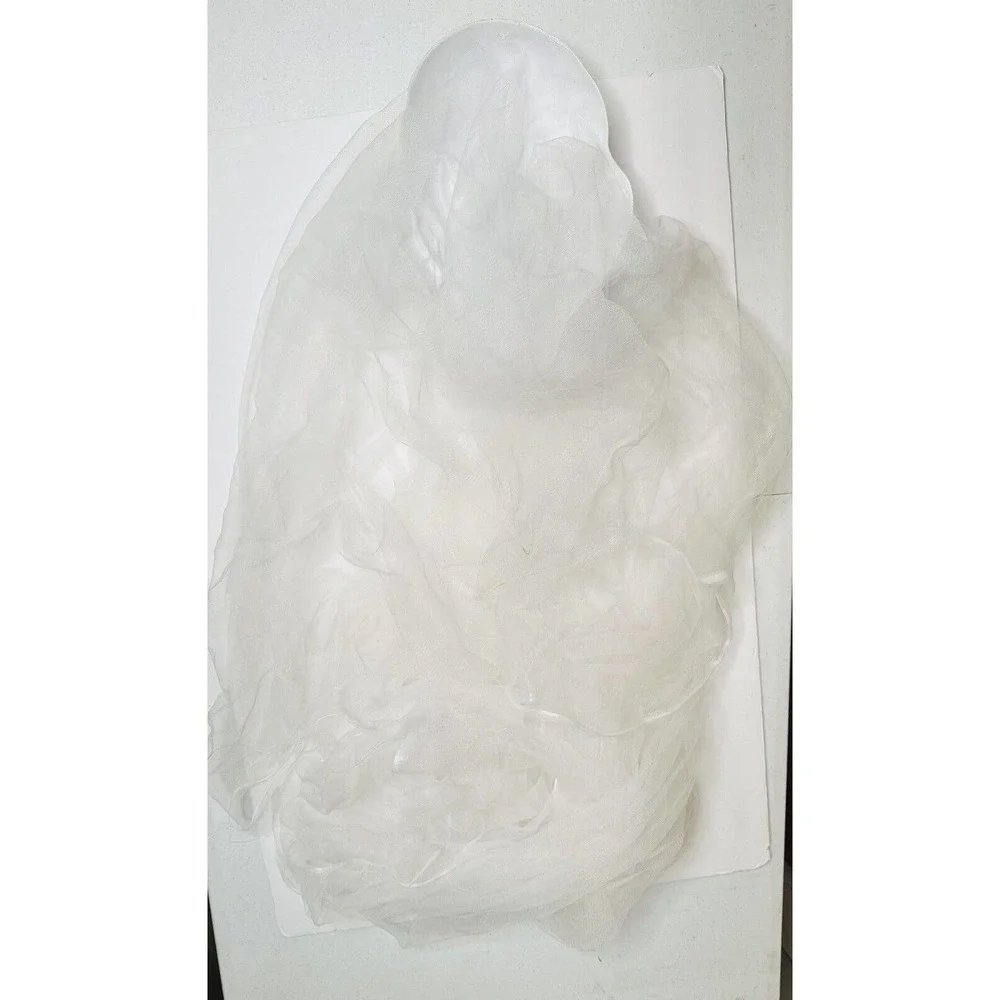 Scary Ghost White Plastic Face Mask Decor with Long White Flowy Tulle
